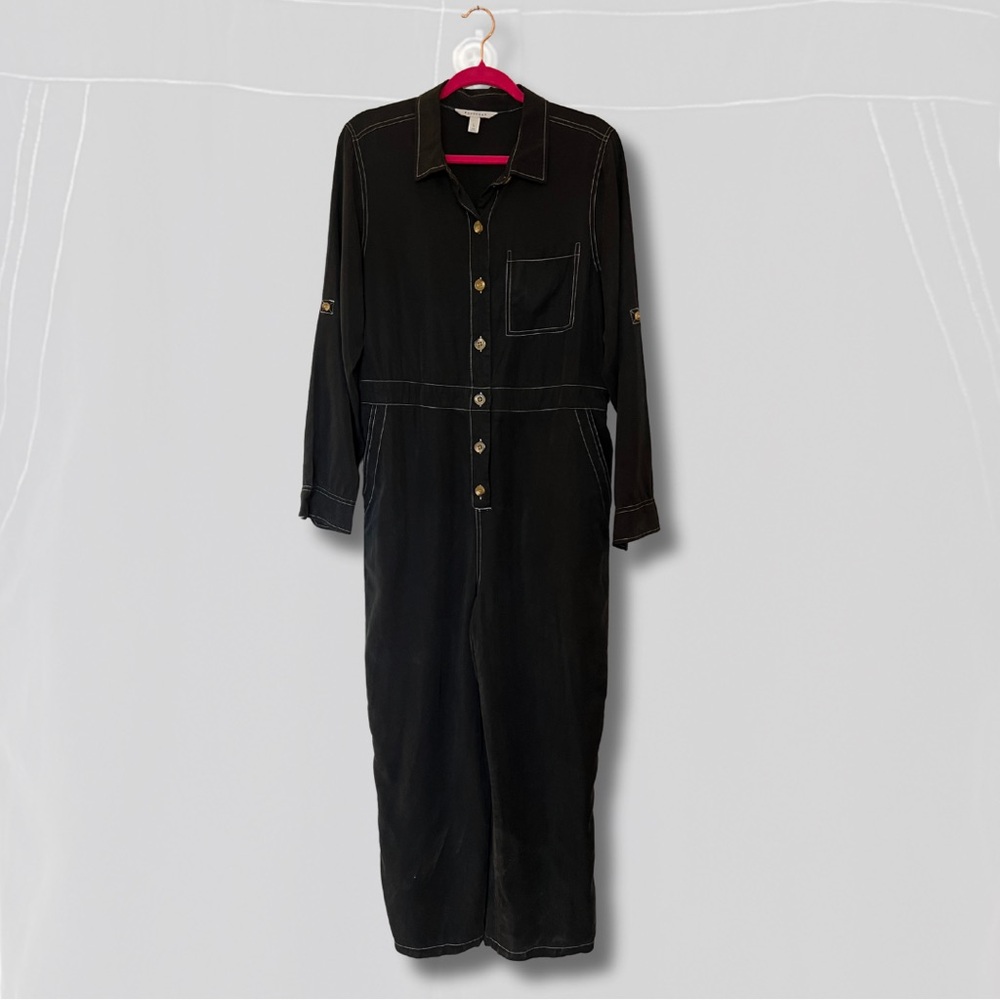 POPSUGAR Black Collared Jumpsuit, Size L